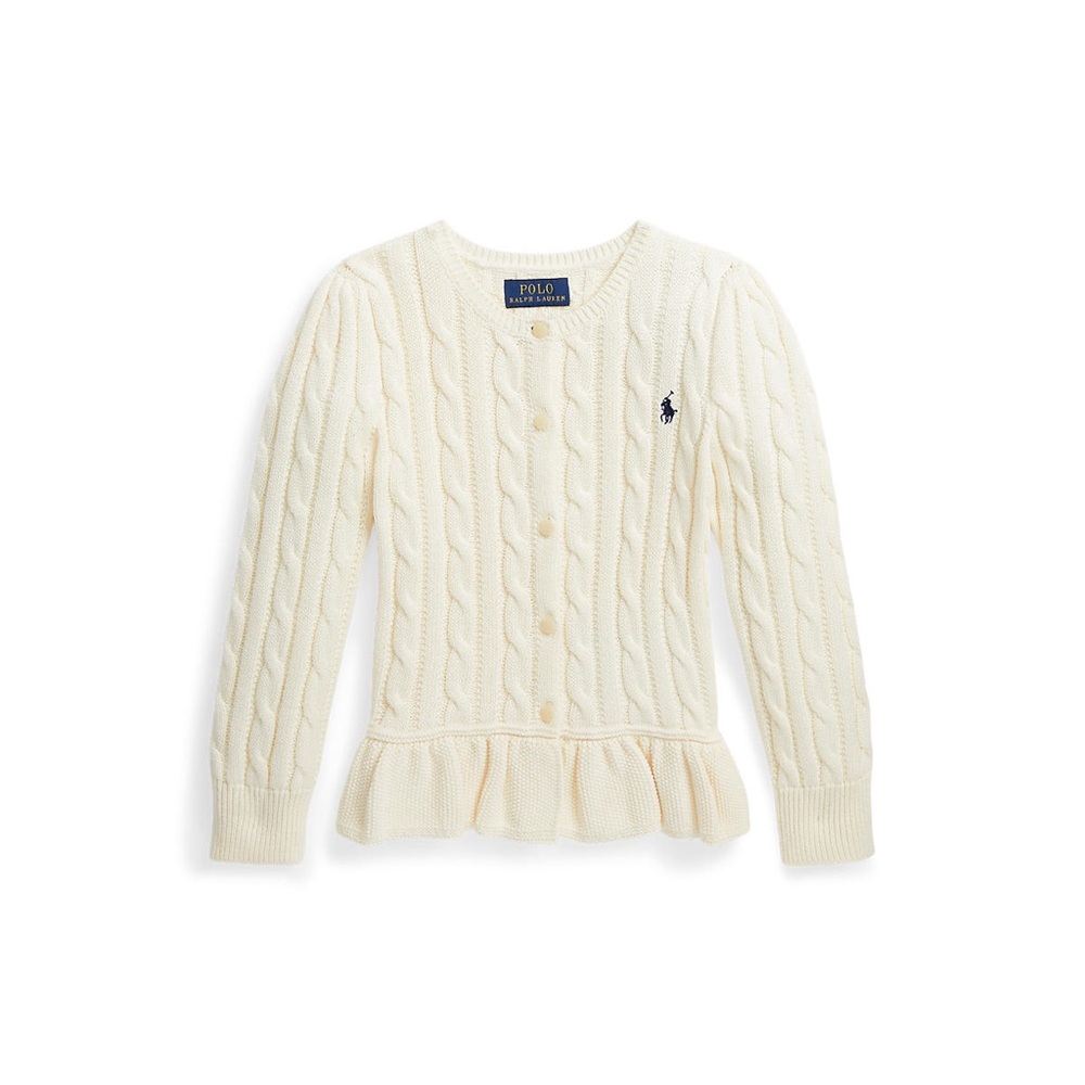Girls’ Polo Ralph Lauren Cable Knit Peplum Cardigan